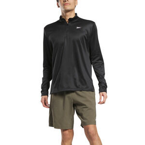 Reebok Men Quarter Zip Long Sleeve T-Shirt Black Size L